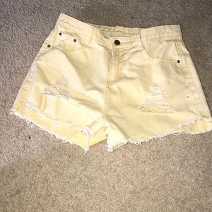 Yellow jean shorts